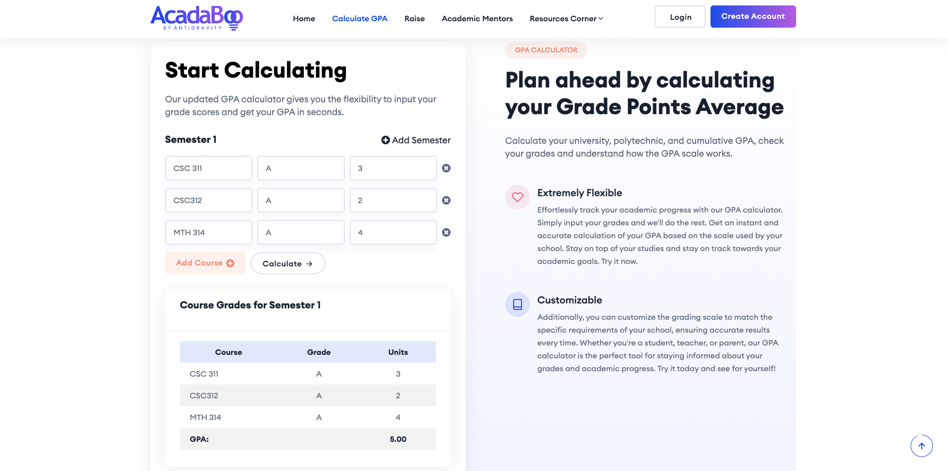 Screenshot of the Acadaboo student companion dashboard